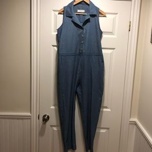Annie50 Jumpsuit- Denim Blue/White Striped- Medium